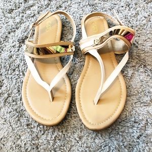 White and Gold Sandals size 10